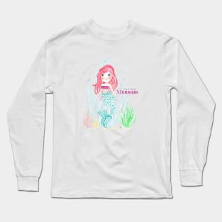 Pink hair mermaid smiling Long Sleeve T-Shirt